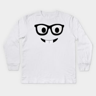 Emoji Shirt Costume Buck Teeth Emoji Nerd Glasses Kids Long Sleeve T-Shirt